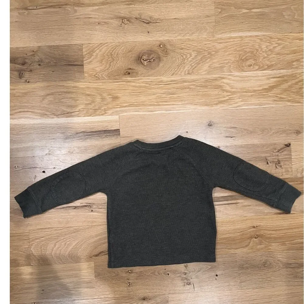 Baby Gap Toddler Waffle Knit Thermal Long Sleeve Shirt Charcoal Green Gray
